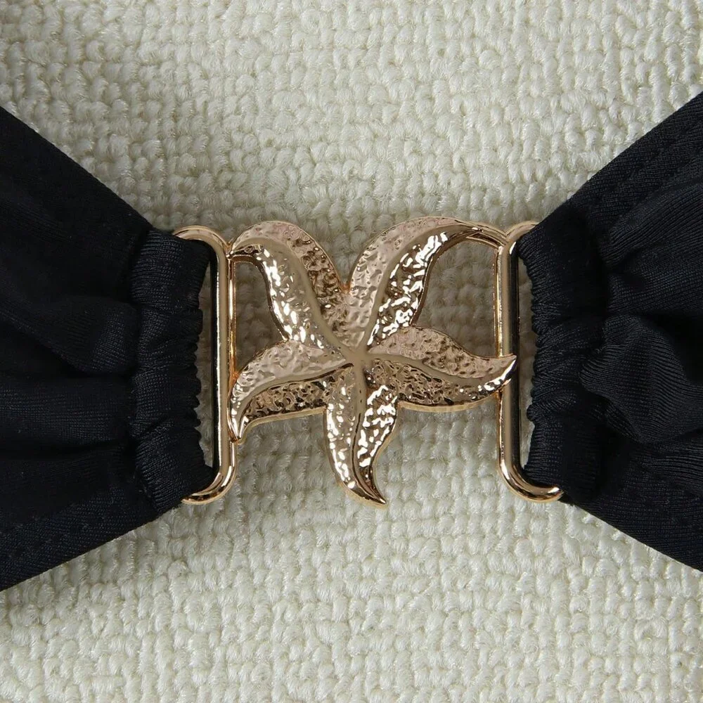 Black Cute Women's Sexy Starfish Decor Bikini Set